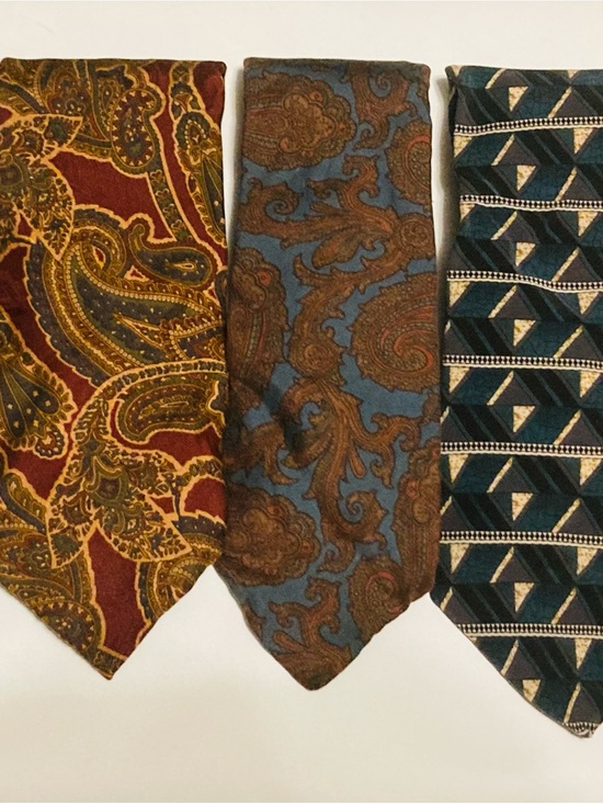 Custom Variety Pack Other - 5 Designer Silk Classic Paisley Blue and Brown Men's Tie
